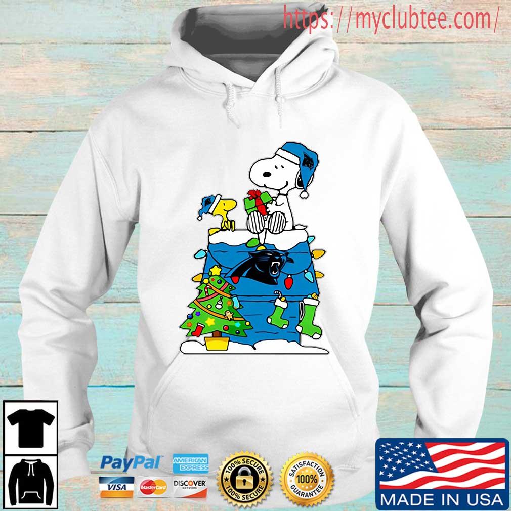 NFL Carolina Panthers Snoopy And Woodstock Christmas Sweater Hoodie trang