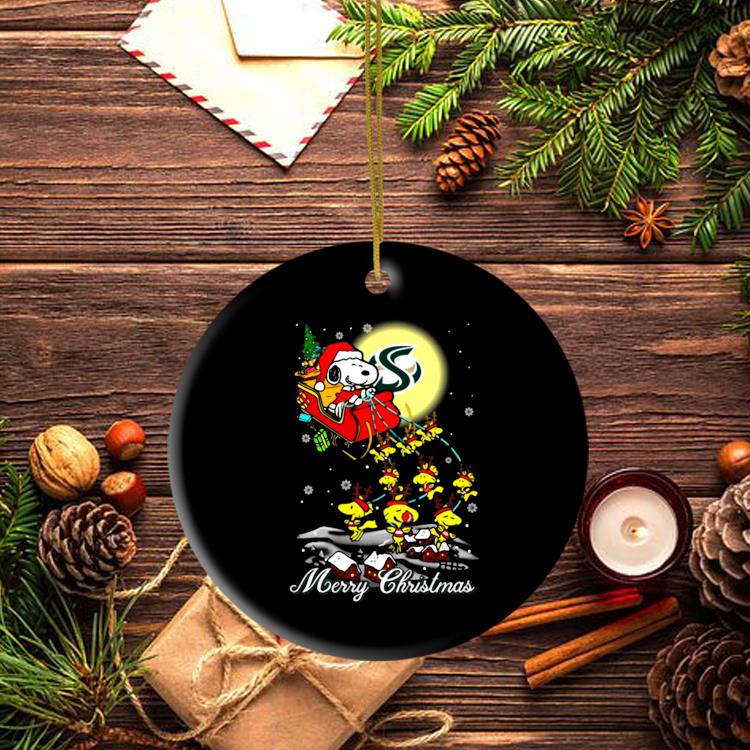 Santa Snoopy And Woodstock Sacramento State Hornets Ugly Christmas Ornament