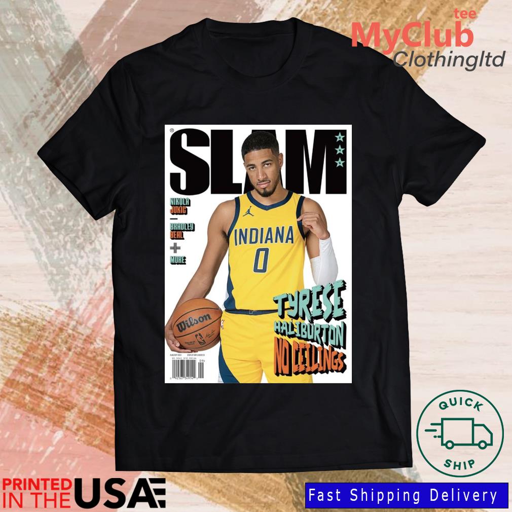 Official indiana pacers tyrese haliburton slam cover T-shirts