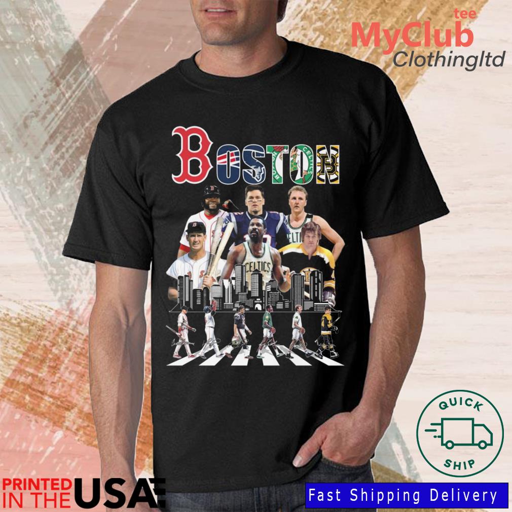 Boston Celtics Bruins Red Sox and New England Patriots abbey road shirt,  hoodie, sweatshirt and tank top