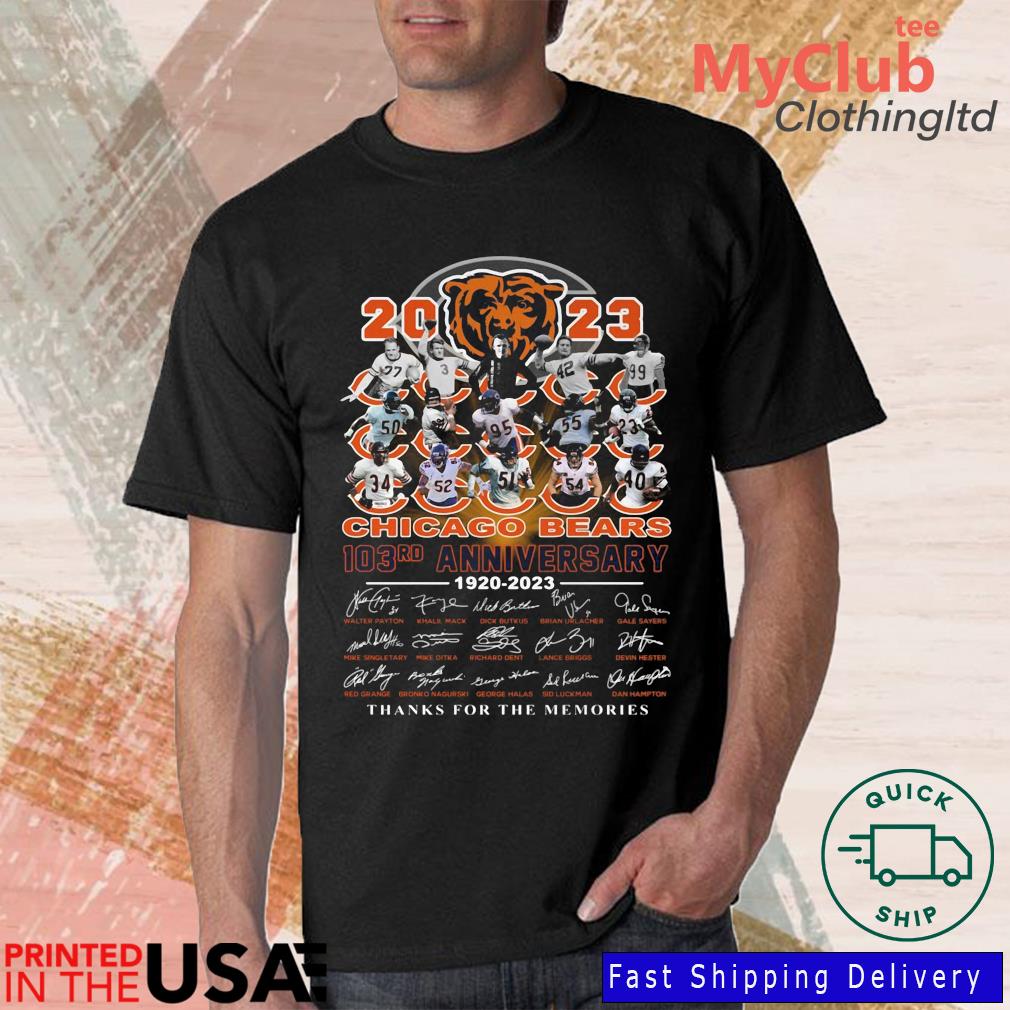 Chicago Bears 2023 103rd Anniversary 1920 2023 Signatures Thanks For The  Memories Shirt, hoodie, sweater, long sleeve and tank top