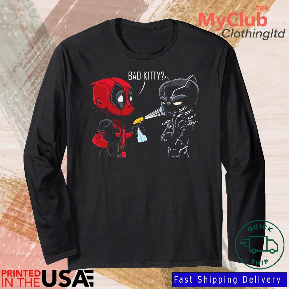 Deadpool And Black Panther Bad Kitty Shirt 244921663_303212557877375_8748051328871802726_n