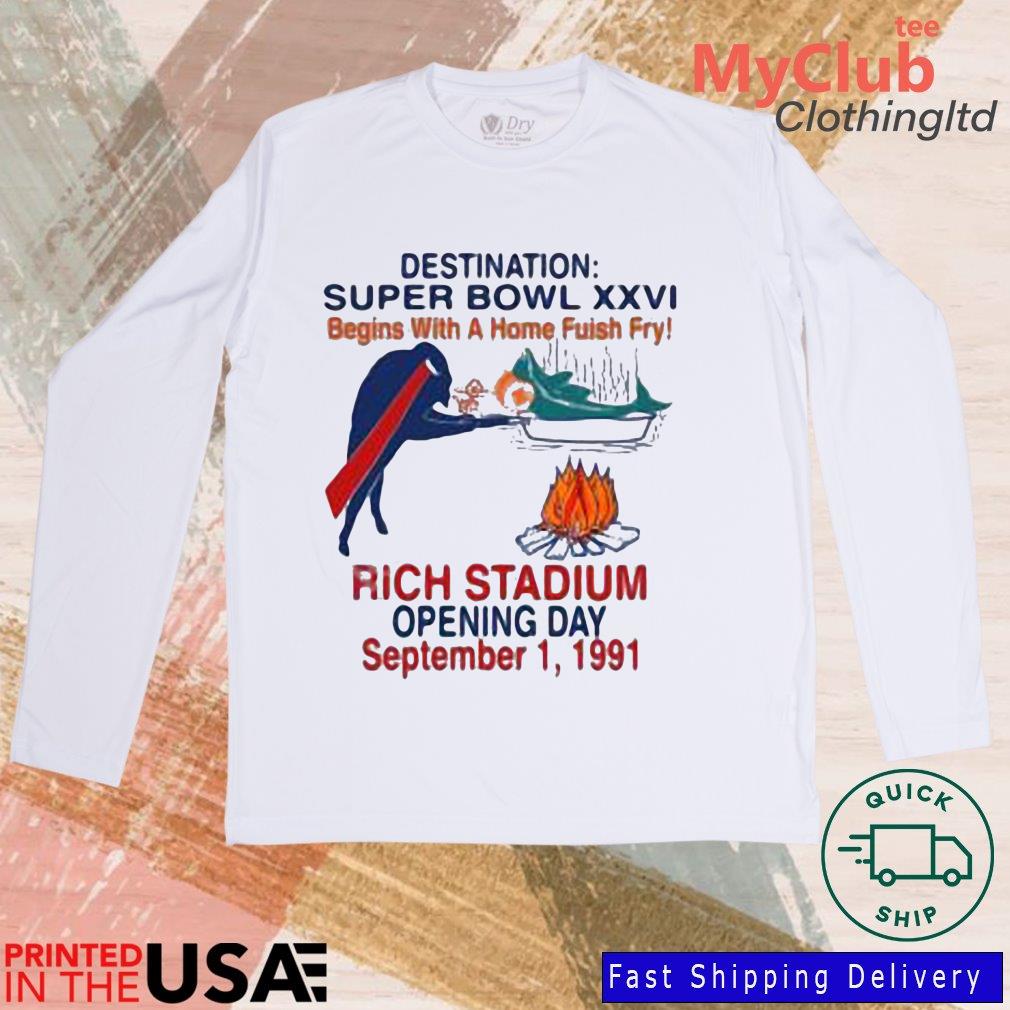Destination Super Bowl Xxvi Begins With A Home Fish Fry Rich Stadium Opening Day September 1 1991 Shirt 244646687_194594102790085_1199470048251885811_n