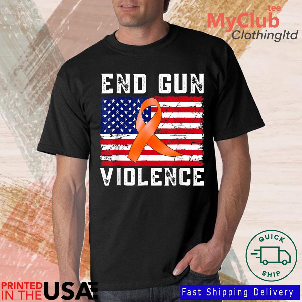 End Gun Violence USA Flag Ribbon Anti Gun Awareness Day T-Shirt, hoodie, sweater, long sleeve and tank