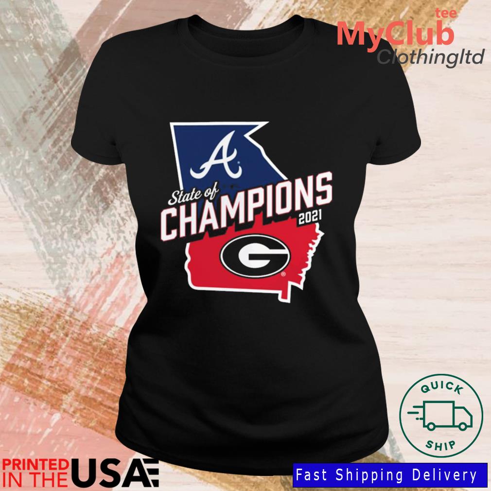 Georgia Bulldogs x Atlanta Braves 2021 State of Champions Peach T