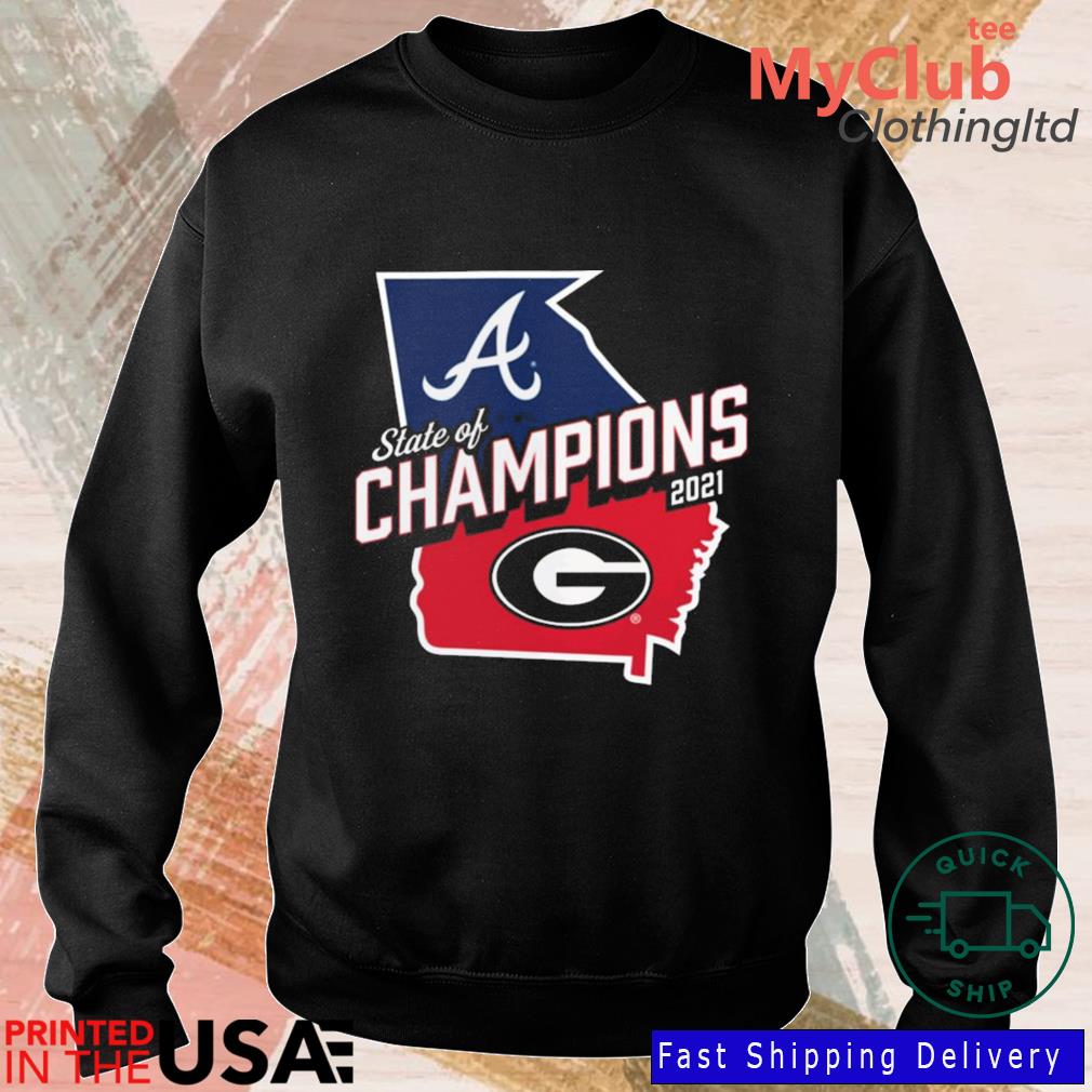 Georgia Bulldogs x Atlanta Braves 2021 State of Champions Peach T