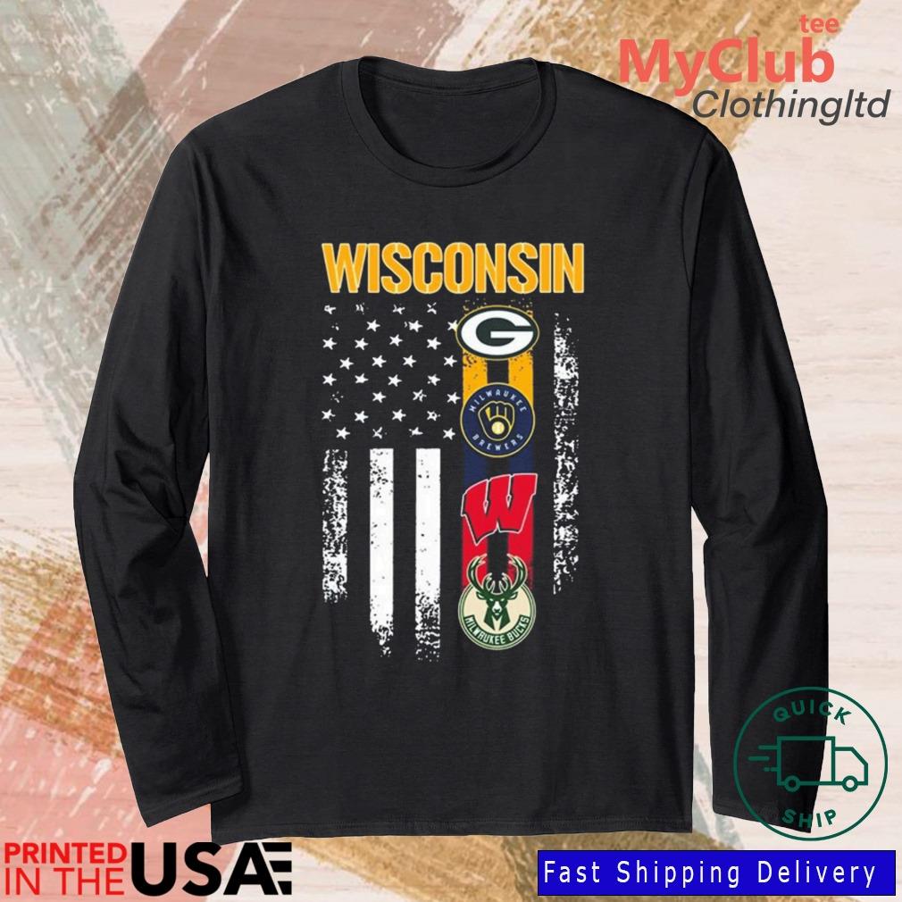 Wisconsin Badgers and green bay packers and Milwaukee Brewers and Bucks  shirt, hoodie, sweater, long sleeve and tank top