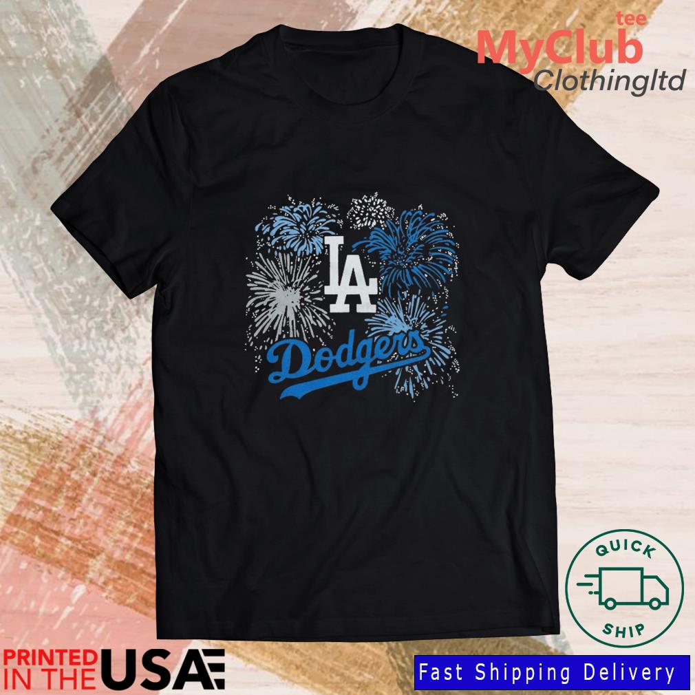 Awesome lA Dodgers fireworks 4th of July shirt, hoodie, sweater