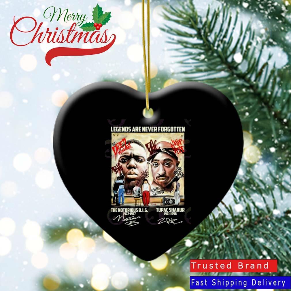 Legends Are Never Forgotten The Notorious Big 1972-1977 And Tupac Shakur 1971-1996 Signatures Ornament Heart