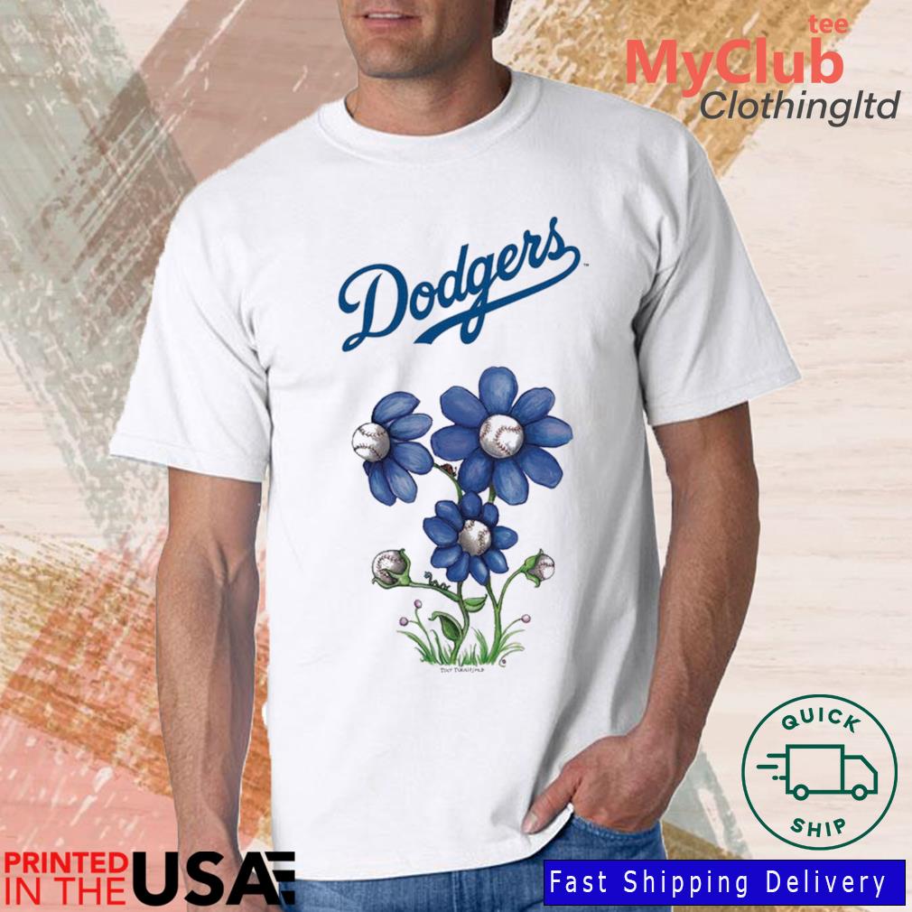 Los Angeles Dodgers Blooming Baseballs Tee Shirt Women's 2XL / White