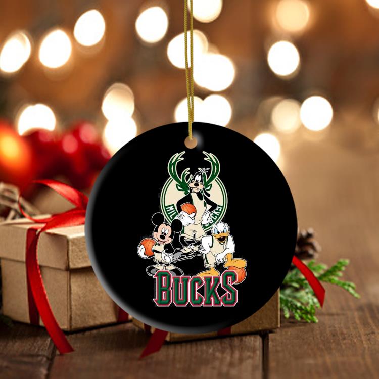 Mickey Goofy Donald Loves Milwaukee Bucks Basketball Fans Ornament