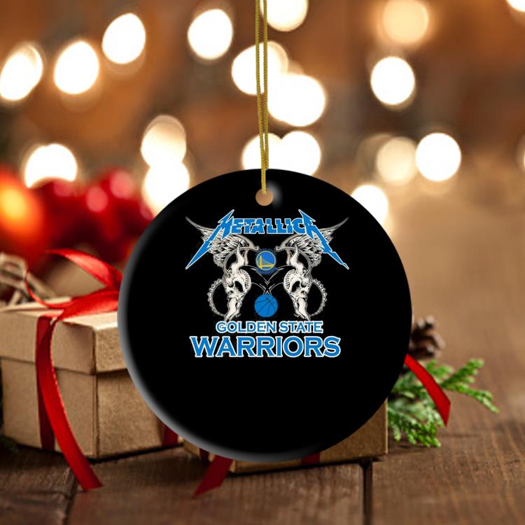 NBA Golden State Warriors Logo Black Metallica Wings Ornament