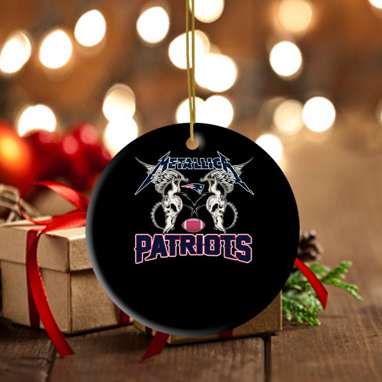 NFL New England Patriots Logo Black Metallica Wings Ornament