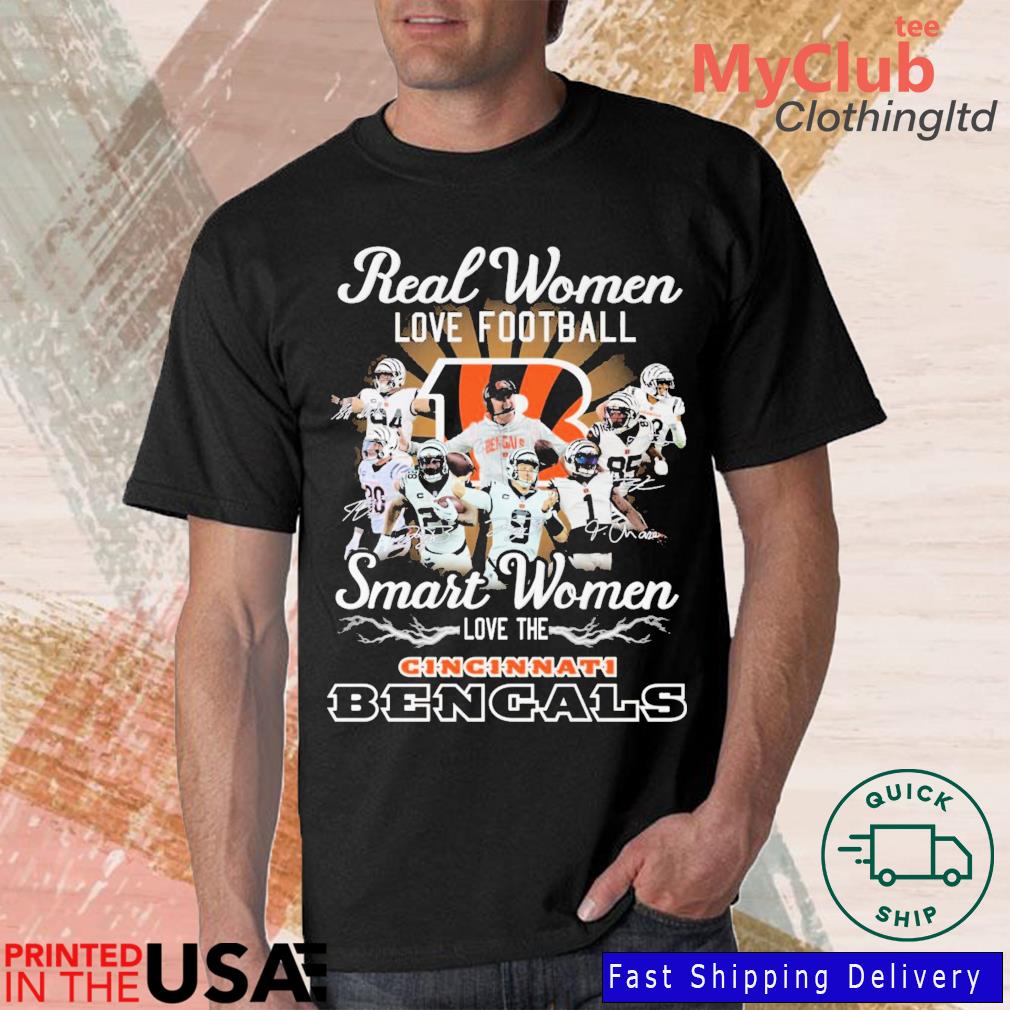 Real Women love football smart Women love the Cincinnati Bengals signatures  T-shirt - Kaiteez