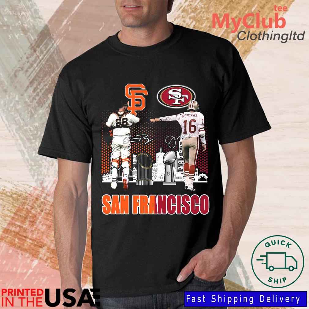 San Francisco 49ers Joe Montana San Francisco Giants Buster Posey  signatures shirt, hoodie, sweater, long sleeve and tank top