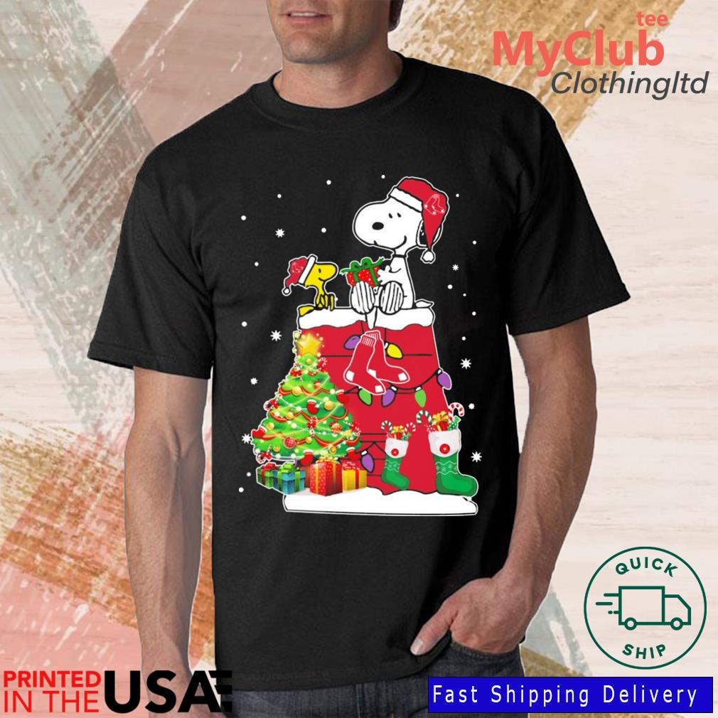 Snoopy And Woodstock Boston Red Sox Merry Christmas sweater