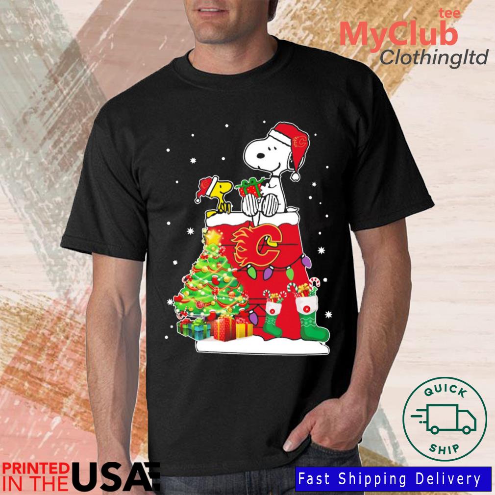 Snoopy And Woodstock Calgary Flames Merry Christmas sweater