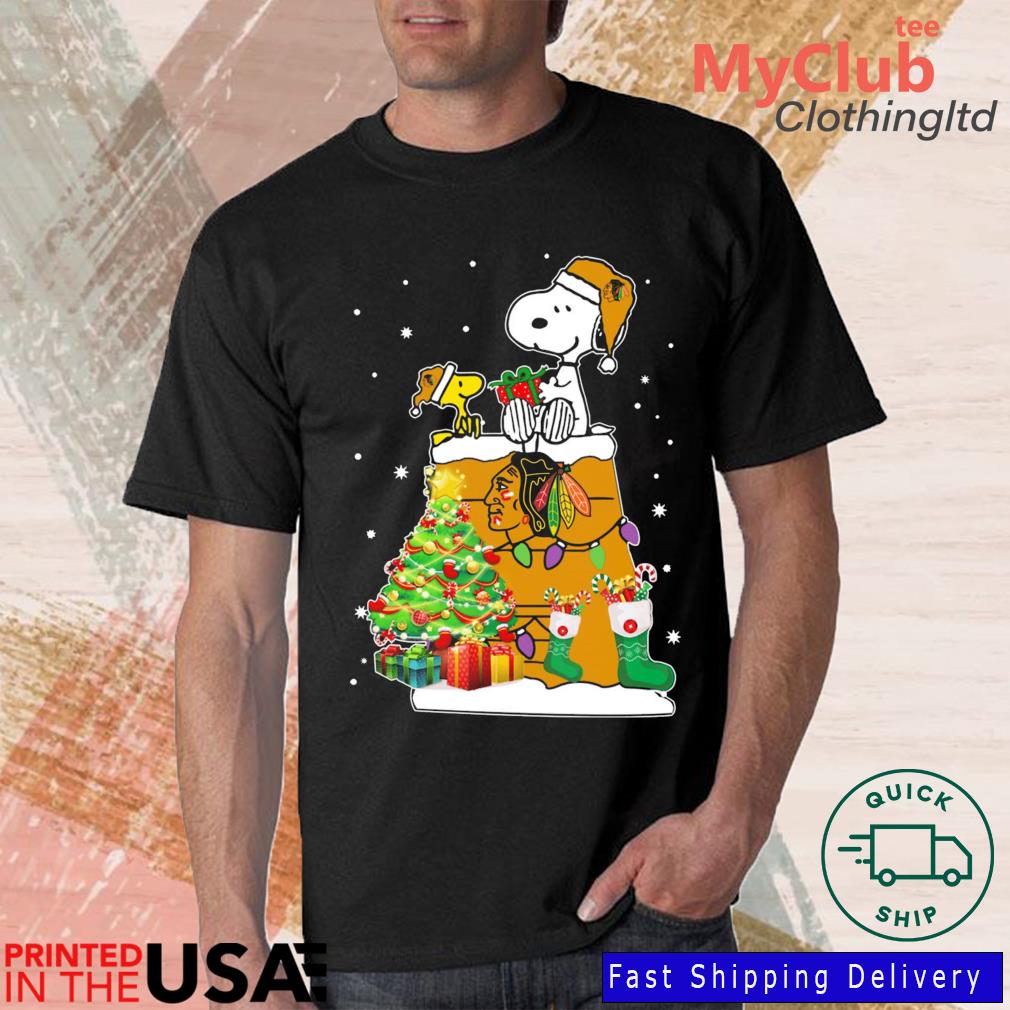 Snoopy And Woodstock Chicago Blackhawks Merry Christmas sweater