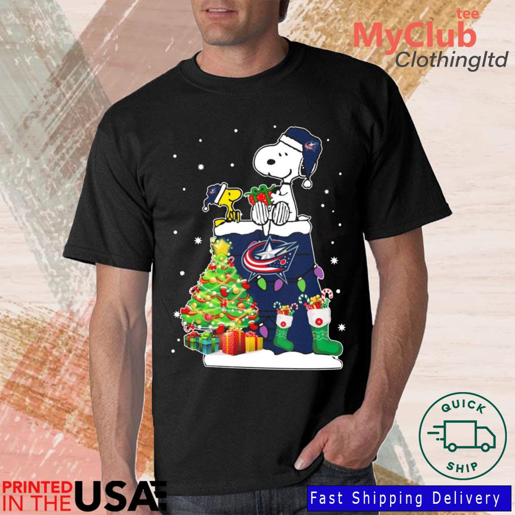 Snoopy And Woodstock Columbus Blue Jackets Merry Christmas sweater