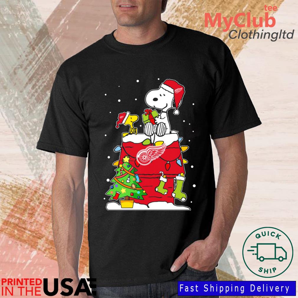 Snoopy And Woodstock Detroit Red Wings Merry Christmas sweater