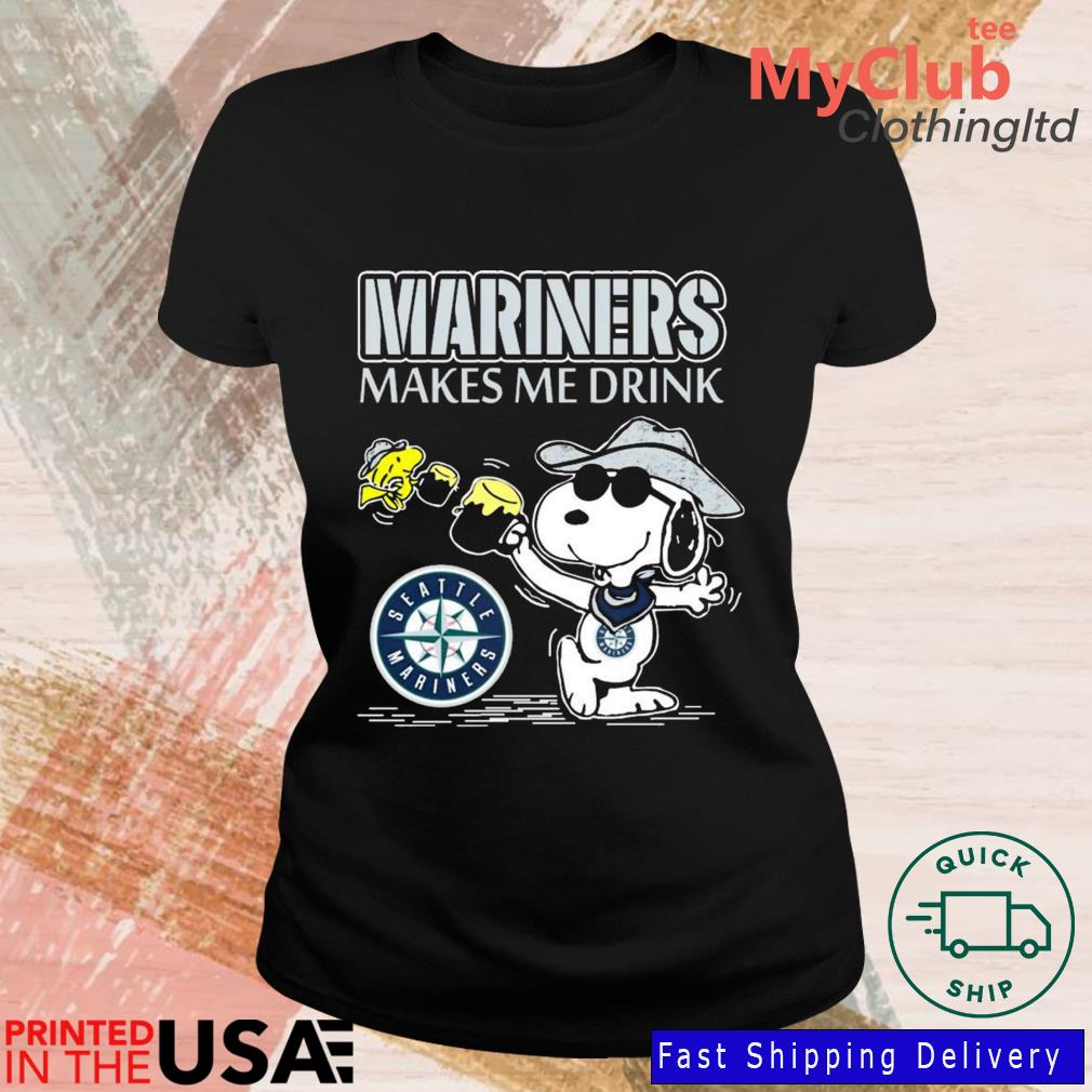 Snoopy And Woodstock Seattle Mariners Makes Me Drinks T-shirt,Sweater,  Hoodie, And Long Sleeved, Ladies, Tank Top