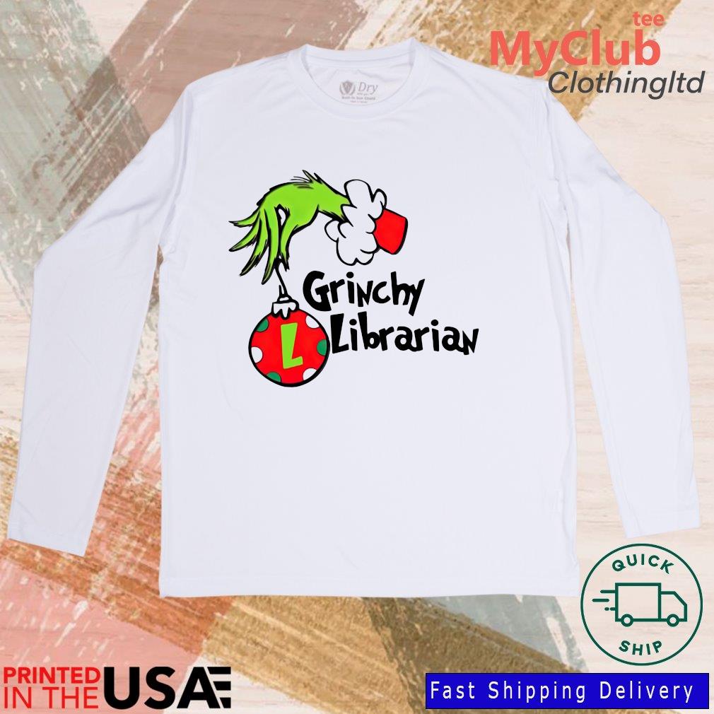 The Grinch Hand Grinchy Librarian Christmas Sweater 244646687_194594102790085_1199470048251885811_n