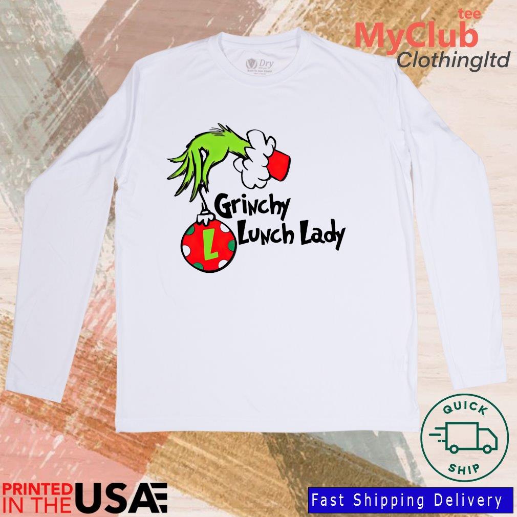The Grinch Hand Grinchy Lunch Lady Christmas Sweater 244646687_194594102790085_1199470048251885811_n