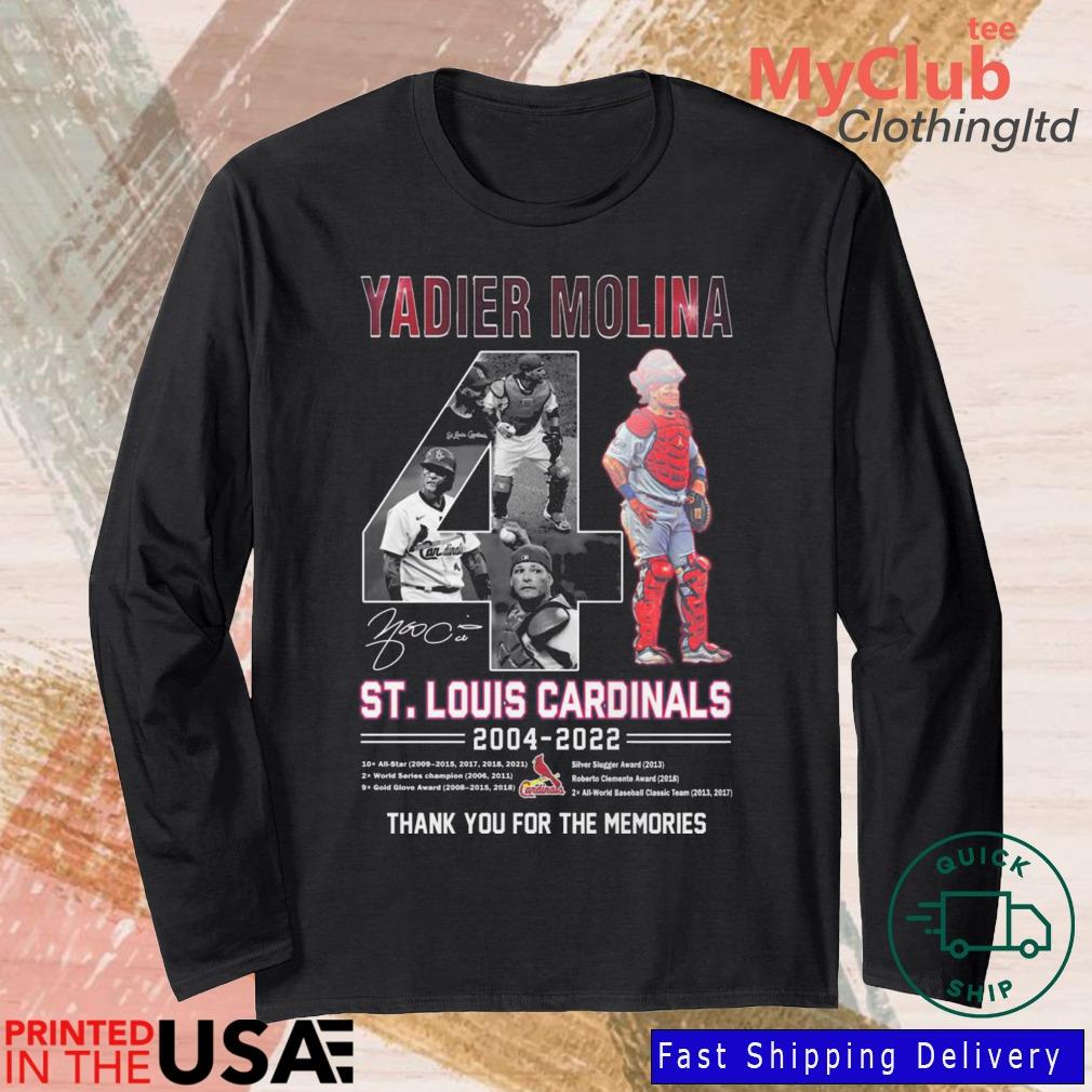 Yadier Molina No 4 St Louis Cardinals thank you for the memories shirt,  hoodie, sweater, long sleeve and tank top